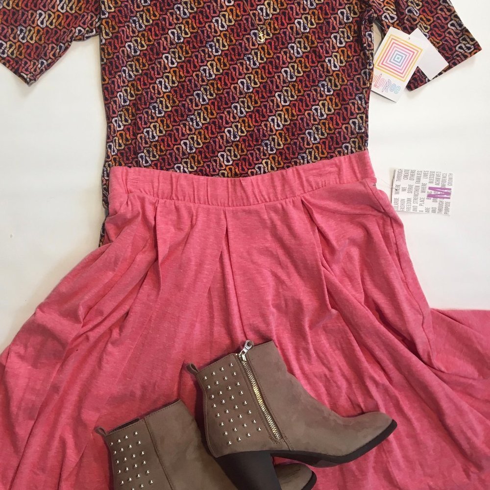 LLR Medium Pink Heathered Madison Skirt NWT